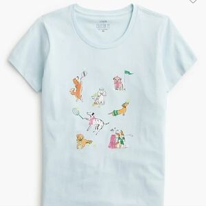 Women's J.crew Sporty Dogs Pickleball Tennis Tshirt Medium